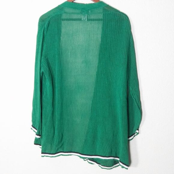 Peck & Peck Womens Green Embroidered Open Knit Cardigan L Cottagecore - Picture 2 of 8